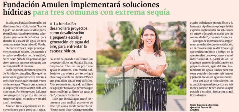 Lee más sobre el artículo FONDO INNOVA AGUA, en El Diario Financiero, 26 de noviembre 2020